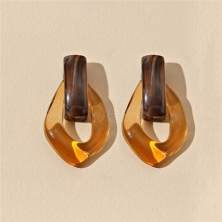 Oval Resin Dangle Stud Earrings FS-WGCF92D-01-1