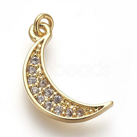 Brass Micro Pave Cubic Zirconia Charms ZIRC-E152-27G-RS-1
