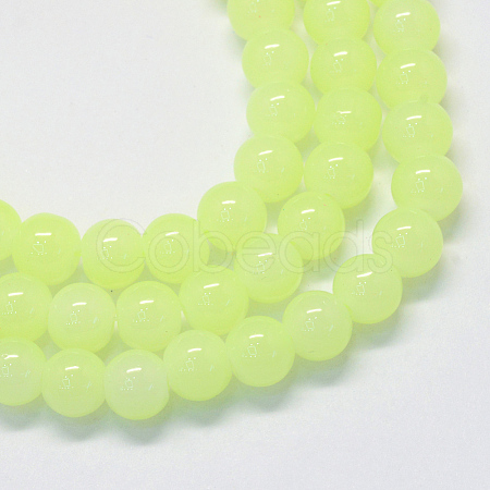 Baking Paint Imitation Jade Glass Round Bead Strands DGLA-Q021-4mm-21-1