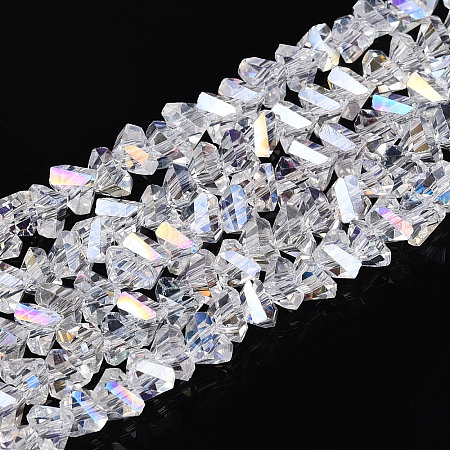 Electroplate Transparent Glass Beads Strands GLAA-N021-4mm-11-1