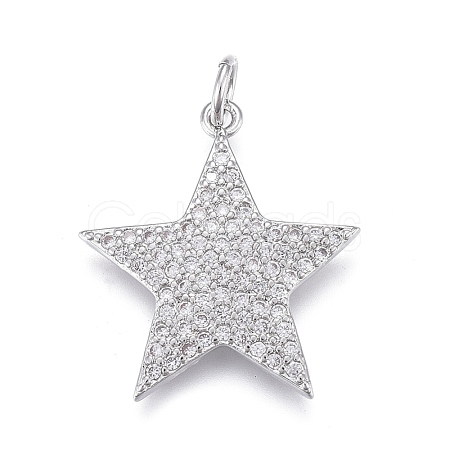 Brass Micro Pave Clear Cubic Zirconia Pendants ZIRC-M108-28-P-1