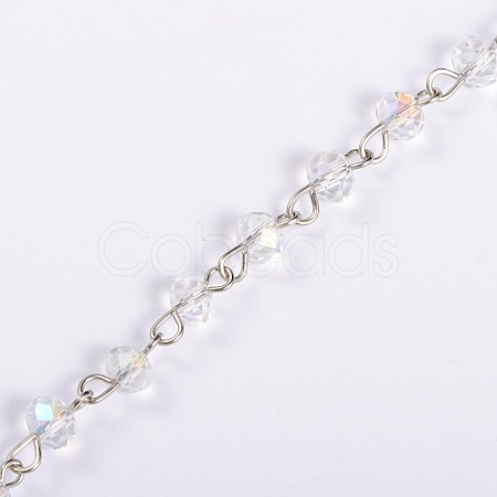 Handmade Rondelle Glass Beads Chains for Necklaces Bracelets Making AJEW-JB00038-04-1