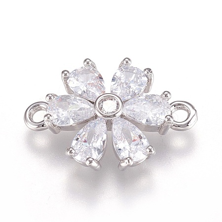 Brass Micro Pave Cubic Zirconia Links ZIRC-F087-10P-RS-1