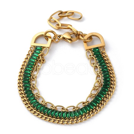 Golden 304 Stainless Steel Triple Layer Multi-strand Bracelets BJEW-C045-01C-G-1