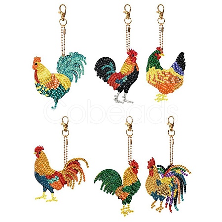 Rooster DIY Diamond Painting Pendant Decoration Kits PW-WG73715-01-1