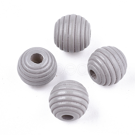 Painted Natural Wood Beehive Beads WOOD-S049-04A-08-1