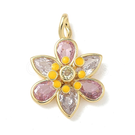 Brass Micro Pave Cubic Zirconia Pendants KK-P342-09G-1