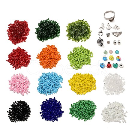 DIY Mixed Stone & Charm Ring Making Kits DIY-SZ0008-79-1