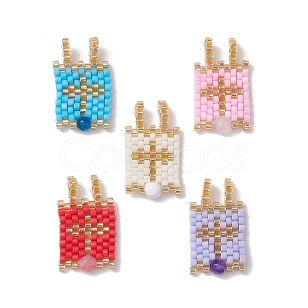 Glass Seed Beaded Pendants PALLOY-MZ00227-01-1