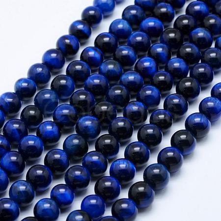Natural Tiger Eye Beads Strands G-K203-86-8mm-1