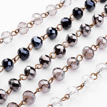 Handmade Rondelle Glass Beads Chains for Necklaces Bracelets Making AJEW-JB00240-1