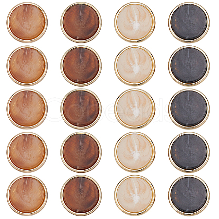 20Pcs 4 Colors 1-Hole Zinc Alloy Resin Buttons BUTT-AR0001-28-1
