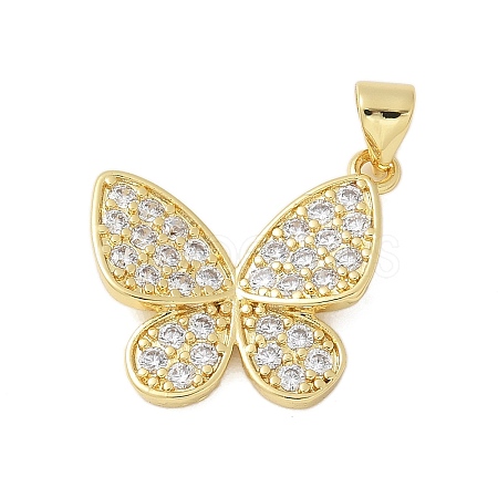 Brass Micro Pave Cubic Zirconia Pendants KK-P293-15G-1