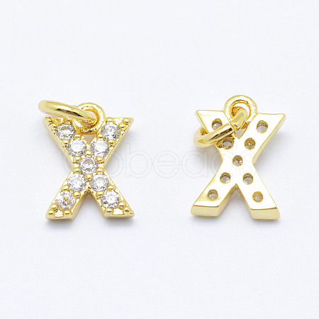 Brass Micro Pave Grade AAA Cubic Zirconia Charms X-ZIRC-P067-11G-X-NR-1