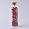 Glass Wishing Bottle, For Pendant Decoration, with Red Jasper Chip Beads Inside and Cork Stopper, 22x71mm