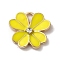 Flower Alloy Enamel Pendants, with Rhinestone, Light Gold, Yellow, 19x19.5x3mm, Hole: 4x2.5mm