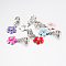 Tibetan Style Alloy Enamel European Dangle Charms, Large Hole Pendants, Flower, Platinum, Mixed Color, 29mm, Pendant: 16.5x13.5x4mm, Hole: 4.5mm