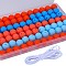 80Pcs 4 Style Round Silicone Focal Beads, Chewing Beads For Teethers, DIY Nursing Necklaces Making, with 2M Core Spun Elastic Cord, Mixed Color, 15mm, Hole: 2mm, 20pcs/style