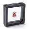 Square Transparent PE Thin Film Suspension Jewelry Display Stands, with Paper Outer Box, for Ring Necklace Bracelet Earring Storage, Black, 7x7x2cm