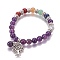 Chakra Jewelry, Natural Amethyst Bracelets, with Metal Tree Pendants, 50mm