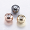 Brass Beads, with Rubber Inside, Slider Beads, Stopper Beads, Round, Mixed Color, 4x3mm, Rubber Hole: 0.9mm