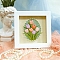 DIY Flower Pattern Photo Frame Embroidery Kits for Beginner, Including Printed Cotton Fabric, Embroidery Thread & Needles, Plastic Embroidery Hoops, Light Khaki, 155x155mm