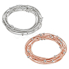 20Pcs 2 Colors Stainless Steel Satellite Chains Stretch Bracelets Set for Women BJEW-UN0001-35-1