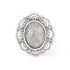 Vintage Adjustable Iron Flower Finger Ring Components Alloy Cabochon Bezel Settings PALLOY-O036-19AS-3