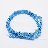 Handmade Evil Eye Lampwork Flat Round Bead Strands LAMP-L058-12mm-09-2