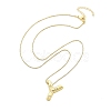 Brass & Plastic Pearl Letter Pendant Box Chain Necklaces for Women NJEW-U017-01G-25-3