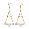 Triangle Iron Chain and Glass Dangle Earrings EJEW-JE05963-01-1