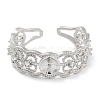 Rack Plating Heart Brass Micro Pave Cubic Zirconia Open Cuff Ring Settings X-KK-Z071-26P-2