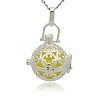 Silver Color Plated Brass Hollow Round Cage Pendants KK-J216-15S-1