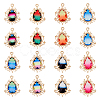 16Pcs 8 Colors Golden Tone Brass Pendants GLAA-DC0001-16-1