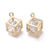 Hollow Brass Micro Clear Cubic Zirconia Charms ZIRC-H101-01G-1