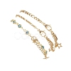 304 Stainless Steel Cable Chains & Evil Eye Lampwork Link Chains Bracelets for Women BJEW-JB12449-02-5