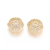 Brass Micro Pave Cubic Zirconia Bead Caps ZIRC-E163-25A-G-2