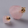 Teardrop Natural Rose Quartz Perfume Bottle Pendants G-H241-02B-G-2