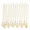Flat Round with 12 Constellation/Zodiac Sign Pendant Necklaces Sets NJEW-JN03126-1
