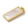 Brass Pave Natural Shell Rectangle Charms KK-P308-03G-2