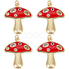 6Pcs Autumn Theme Real 18K Gold Plated Brass Micro Pave Cubic Zirconia Pendants ZIRC-BBC0002-34-1