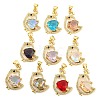 Rack Plating Brass Micro Pave Clear Cubic Zirconia Pendants ZIRC-L100-156G-1