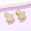 Brass Micro Pave Cubic Zirconia Rhombus Hoop Earrings EJEW-B153-09G-1