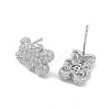 Bear Rack Plating Brass Cubic Zirconia Stud Earrings for Women EJEW-K245-25P-2