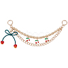 1Pc Zinc Alloy with Resin and PU Leather Dark Red Cherry Purse Decorative Chains AJEW-SC0002-99B-8