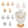60Pcs 10 Styles Alloy Clear Cubic Zirconia Charms ZIRC-FH0001-46-1