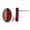 Opaque Resin & Walnut Wood Stud Earring Findings MAK-N032-004A-B02-4