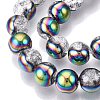 Electroplated Crackle Glass Beads Strands EGLA-N014-10mm-06-3