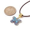 Alloy Enamel Butterfly Pendant Necklaces NJEW-JN04580-03-3