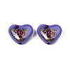 Flower Printed Opaque Acrylic Heart Beads SACR-S305-28-M03-2